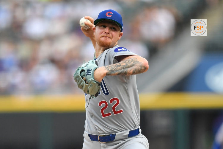 Jul 26, 2025; Chicago, Illinois, USA; Chicago Cubs starting pitcher Cade Horton (22) pitches during the first inning against the Chicago White Sox at Rate Field. Credit: Patrick Gorski-Imagn Images