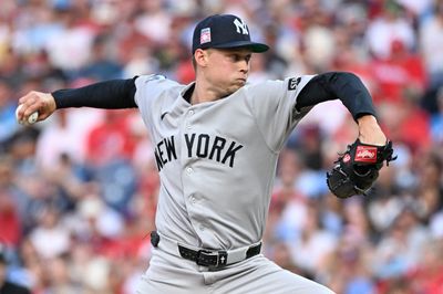Jul 26, 2026; Philadelphia, Pennsylvania, USA; New York Yankees pitcher Will Warren (29) throws a pitch during the first inning against the Philadelphia Phillies at Citizens Bank Park. Mandatory Credit: Eric Hartline-Imagn Images