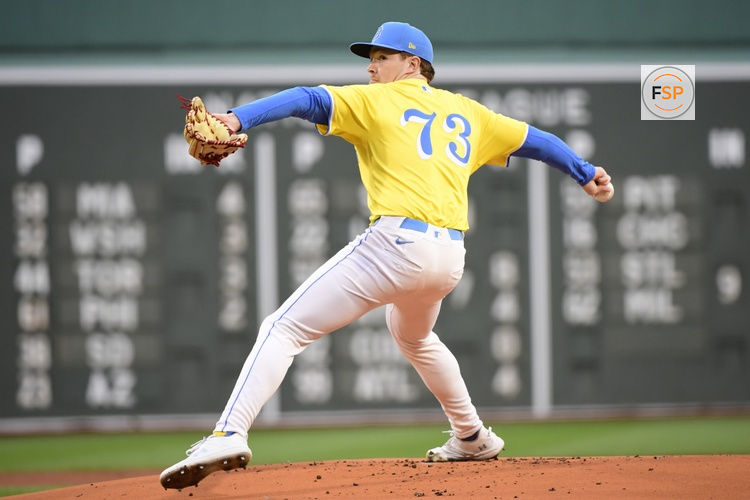 Jun 14, 2025; Boston, Massachusetts, USA;  Boston Red Sox starting pitcher Hunter Dobbins (73) pitches during the first inning against the New York Yankees at Fenway Park. Credit: Bob DeChiara-Imagn Images