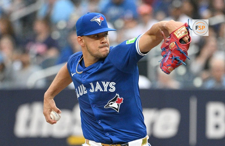 Jul 2, 2024; Toronto, Ontario, CAN;   Toronto Blue Jays starting pitcher Jose Berrios (17) delivers a pitch against the Houston Astros in the first inning at Rogers Centre. Credit: Dan Hamilton-USA TODAY Sports