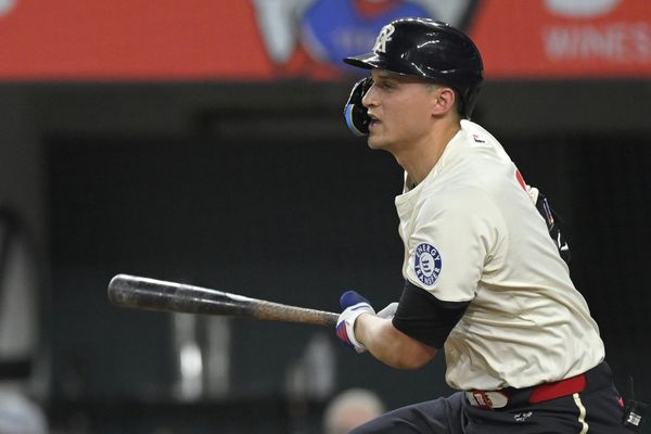ARLINGTON, TX - JULY 19: Texas Rangers infielder Corey Seager (5) heads to first during a MLB game between the Texas Rangers and Baltimore Orioles on July 19, 2024, at Globe Life Field in Arlington, TX. (Photo by Nick Wosika/Icon Sportswire)