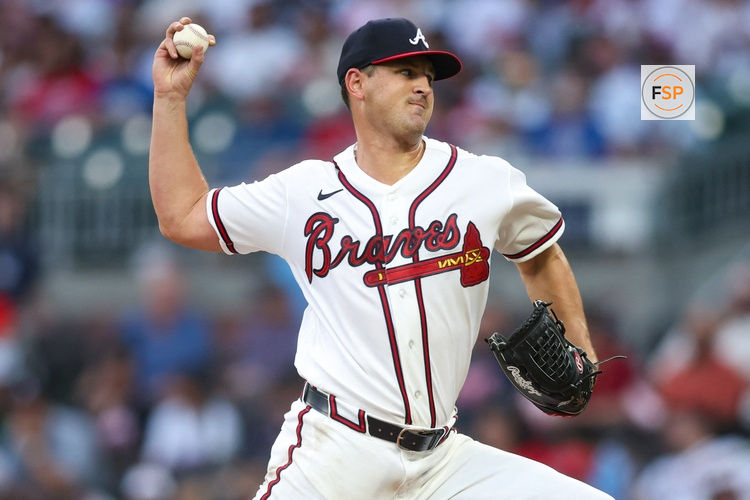 Aug 12, 2026; Atlanta, Georgia, USA; Atlanta Braves starting pitcher Tyler Mahle (54) throws against the New York Mets in the third inning at Truist Park. Credit: Brett Davis-Imagn Images
