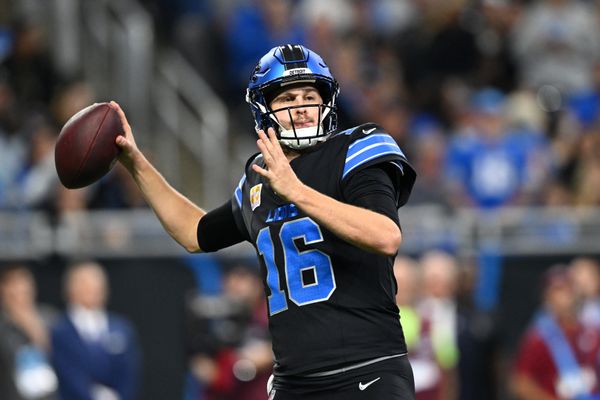 Oct 25, 2026; Detroit, Michigan, USA;  Detroit Lions quarterback Jared Goff (16) throws a pass during the fourth quarter against the Green Bay Packers at Ford Field.  Mandatory Credit: Lon Horwedel-Imagn Images