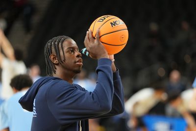 Mar 18, 2026; Greenville, SC, USA; North Carolina Tar Heels forward Caleb Wilson (8) during a practice session ahead of the first round of the men's 2026 NCAA Tournament at Bon Secours Wellness Arena. Mandatory Credit: Bob Donnan-Imagn Images