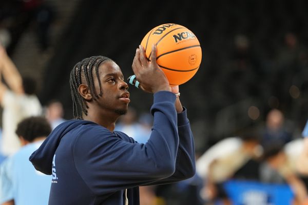 Mar 18, 2026; Greenville, SC, USA; North Carolina Tar Heels forward Caleb Wilson (8) during a practice session ahead of the first round of the men's 2026 NCAA Tournament at Bon Secours Wellness Arena. Mandatory Credit: Bob Donnan-Imagn Images