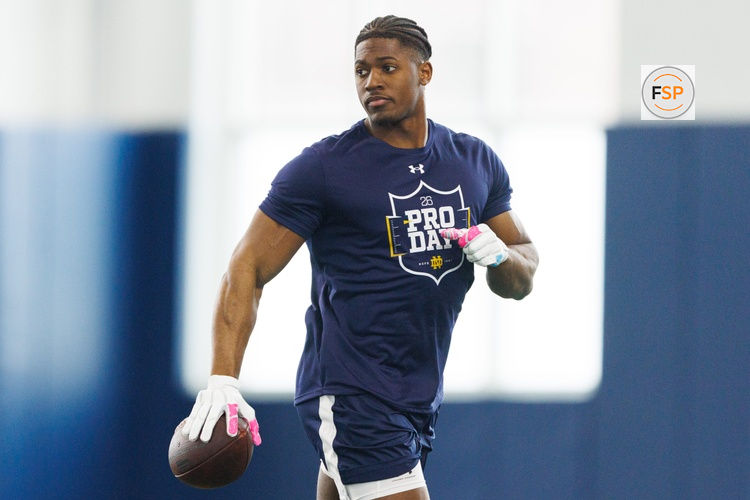Feb 28, 2026; Indianapolis, IN, USA; Washington wideout Denzel Boston (WO08) during the NFL Scouting Combine at Lucas Oil Stadium. Credit: Kirby Lee-Imagn Images