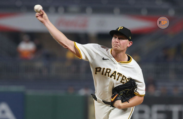 Jun 5, 2025; Pittsburgh, Pennsylvania, USA; Pittsburgh Pirates starting pitcher Mitch Keller (23) delivers a pitch against the Houston Astros during the first inning at PNC Park. Credit: Charles LeClaire-Imagn Images