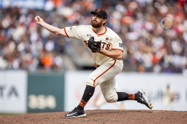 Sep 15, 2024; San Francisco, California, USA; San Francisco Giants pitcher Ryan Walker (74) throws a pitch during the ninth inning against the San Diego Padres at Oracle Park. Credit: Bob Kupbens-Imagn Images