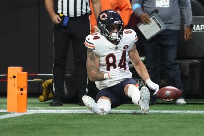 Oct 18, 2026; Atlanta, Georgia, USA;  Chicago Bears tight end Colston Loveland (84) runs with the ball against the Atlanta Falcons during the second quarter at Mercedes-Benz Stadium.  Mandatory Credit: Brett Davis-Imagn Images