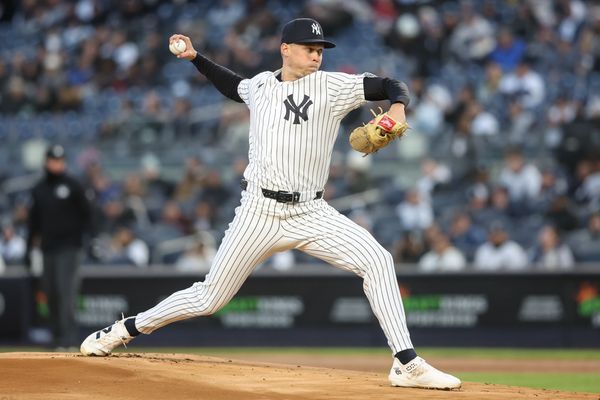 Apr 8, 2026; Bronx, New York, USA;  New York Yankees starting pitcher Will Warren (29) pitches in the first inning against the Athletics at Yankee Stadium. Mandatory Credit: Wendell Cruz-Imagn Images