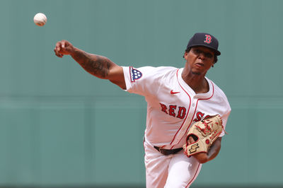 Jul 2, 2025; Boston, MA, USA; Boston Red Sox starting pitcher Brayan Bello (66) delivers a pitch during the fifth inning against the Cincinnati Reds at Fenway Park. Mandatory Credit: Paul Rutherford-Imagn Images