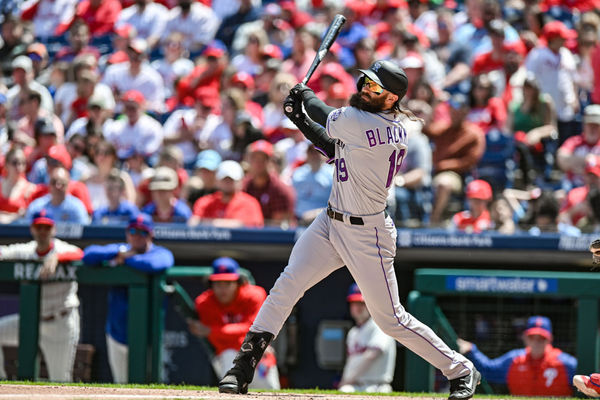 PHILADELPHIA, PA - APRIL 23: Colorado Rockies designated hitter Charlie Blackmon (19) during the Major League baseball game between the Colorado Rockies and the Philadelphia Phillies on April 23, 2023 at Citizens Bank Park in Philadelphia, PA (Photo by John Jones/Icon Sportswire)