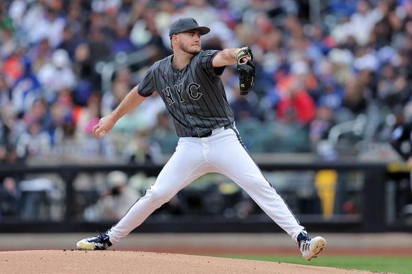 May 30, 2026; New York City, New York, USA; New York Mets starting pitcher Christian Scott (45) pitches against the Miami Marlins during the first inning at Citi Field. Mandatory Credit: Brad Penner-Imagn Images