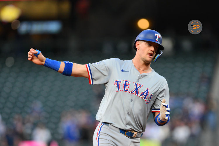 Sep 12, 2024; Seattle, Washington, USA; Texas Rangers third baseman Josh Jung (6) runs the bases after hitting a home run against the Seattle Mariners during the second inning at T-Mobile Park. Credit: Steven Bisig-Imagn Images