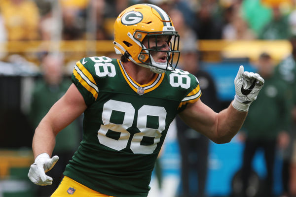 GREEN BAY, WI - AUGUST 26: Green Bay Packers tight end Luke Musgrave (88) calls for a ball during a game between the Green Bay Packers and the Seattle Seahawks at Lambeau Field on August 26, 2023 in Green Bay, WI. (Photo by Larry Radloff/Icon Sportswire)