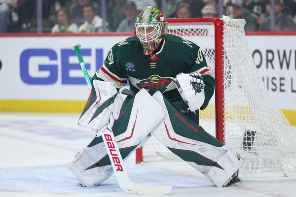 May 11, 2026; Saint Paul, Minnesota, USA; Minnesota Wild goaltender Jesper Wallstedt (30) defends his net against the Colorado Avalanche during the first period in game four of the second round of the 2026 Stanley Cup Playoffs at Grand Casino Arena. Mandatory Credit: Matt Krohn-Imagn Images