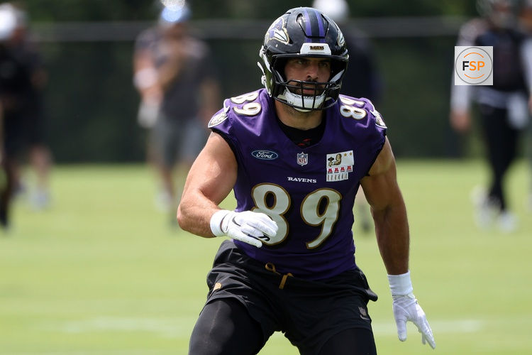 Jun 10, 2025; Baltimore, MD, USA; Baltimore Ravens tight end Mark Andrews (89) runs a route during an NFL OTA at Under Armour Performance Center. Credit: Daniel Kucin Jr.-Imagn Images