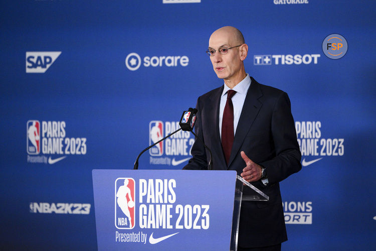 PARIS, FRANCE - JANUARY 19: Adam Silver - Commissioner de la NBA during the Chicago Bulls game versus the Detroit Pistons NBA Paris game on January 19, 2023, at Accor Hotels Arena in Paris, France.  (Photo by JB Autissier Panoramic/Icon Sportswire) ****NO AGENTS---NORTH AND SOUTH AMERICA SALES ONLY****