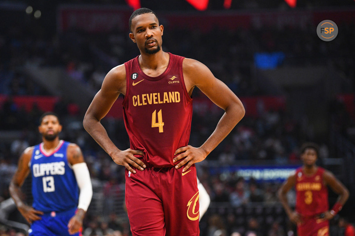 LOS ANGELES, CA - NOVEMBER 07: Cleveland Cavaliers Forward Evan Mobley (4) looks on during a NBA game between the Cleveland Cavaliers and the Los Angeles Clippers on November 7, 2022 at Crypto.com Arena in Los Angeles, CA. (Photo by Brian Rothmuller/Icon Sportswire)