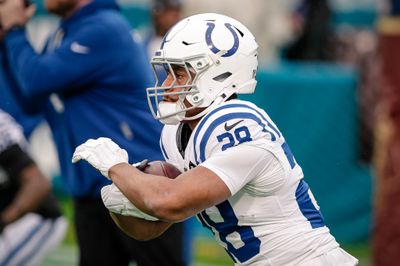 Dec 7, 2025; Jacksonville, Florida, USA;Indianapolis Colts running back Jonathan Taylor (28) warms up before an NFL game against the Jacksonville Jaguars at EverBank Stadium. Mandatory Credit: Travis Register-Imagn Images