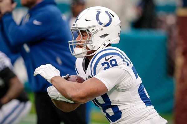 Dec 7, 2025; Jacksonville, Florida, USA;Indianapolis Colts running back Jonathan Taylor (28) warms up before an NFL game against the Jacksonville Jaguars at EverBank Stadium. Mandatory Credit: Travis Register-Imagn Images