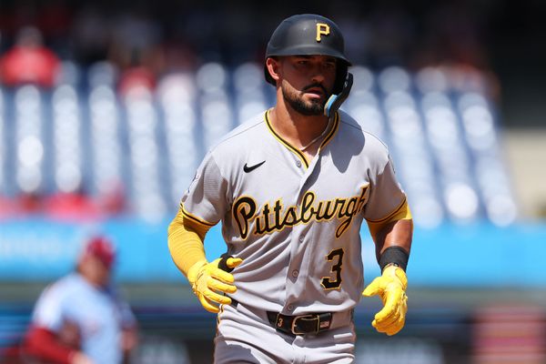 Jul 2, 2026; Philadelphia, Pennsylvania, USA; Pittsburgh Pirates third baseman Nick Gonzales (3) runs the bases after hitting a home run during the ninth inning against the Philadelphia Phillies at Citizens Bank Park. Mandatory Credit: Bill Streicher-Imagn Images