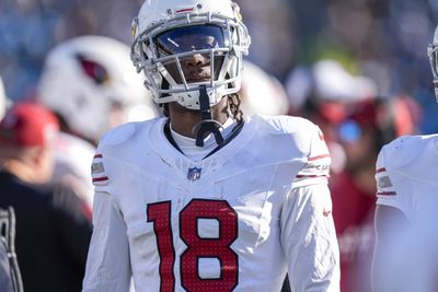 Dec 22, 2024; Charlotte, North Carolina, USA; Arizona Cardinals wide receiver Marvin Harrison Jr. (18) during the second half against the Carolina Panthers at Bank of America Stadium. Mandatory Credit: Jim Dedmon-Imagn Images