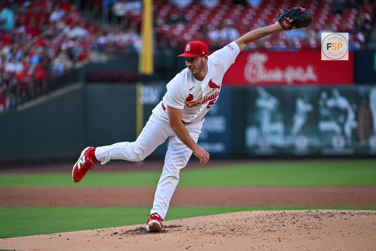 Jun 16, 2026; St. Louis, Missouri, USA; St. Louis Cardinals starting pitcher Andre Pallante (53) pitches against the San Diego Padres during the second inning at Busch Stadium. Credit: Jeff Curry-Imagn Images