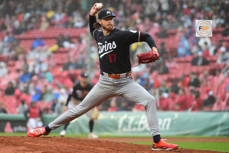 May 24, 2026; Boston, Massachusetts, USA;  Minnesota Twins starting pitcher Bailey Ober (17) pitches during the fifth inning against the Boston Red Sox at Fenway Park. Credit: Bob DeChiara-Imagn Images