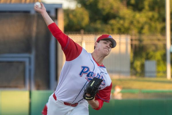 Stockton Ports’ Nathan Dettmer delivers a pitch during the Port’s California League home opener against the San Jose Giants at the Banner Island Ballpark in downtown Stockton on Apr. 2, 2026.
