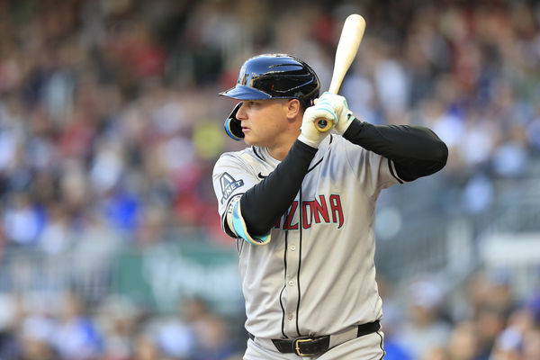 ATLANTA, GA - APRIL 05: Arizona Diamondbacks designated hitter Joc Pederson (3) bats during the Atlanta Braves 2024 season Home Opener against the Arizona Diamondbacks on April 5, 2024 at Truist Park in Atlanta, Georgia.  (Photo by David J. Griffin/Icon Sportswire)