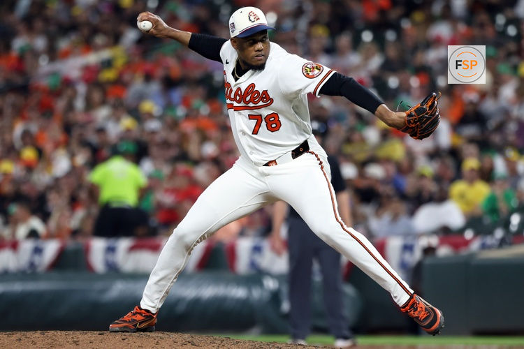 Jul 11, 2026; Baltimore, Maryland, USA; Baltimore Orioles pitcher Yennier Cano (78) throws during the eighth inning against the Kansas City Royals at Oriole Park at Camden Yards. Credit: Daniel Kucin Jr.-Imagn Images
