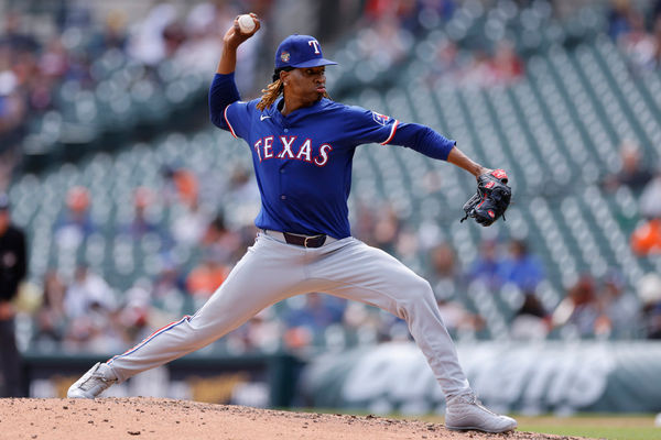 DETROIT, MI - APRIL 18: Texas Rangers pitcher Jose Urena (54) delivers a pitch during an MLB game against the Detroit Tigers on April 18, 2024 at Comerica Park in Detroit, Michigan. (Photo by Joe Robbins/Icon Sportswire)