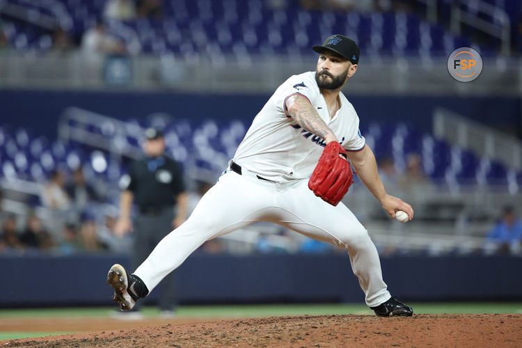 MIAMI, FL - MAY 01: Miami Marlins pitcher Tanner Scott (66) pitches in the eighth inning during the game between the Colorado Rockies and the Miami Marlins on Wednesday, May 1, 2024 at LoanDepot Park, Miami, Fla. (Photo by Peter Joneleit/Icon Sportswire)