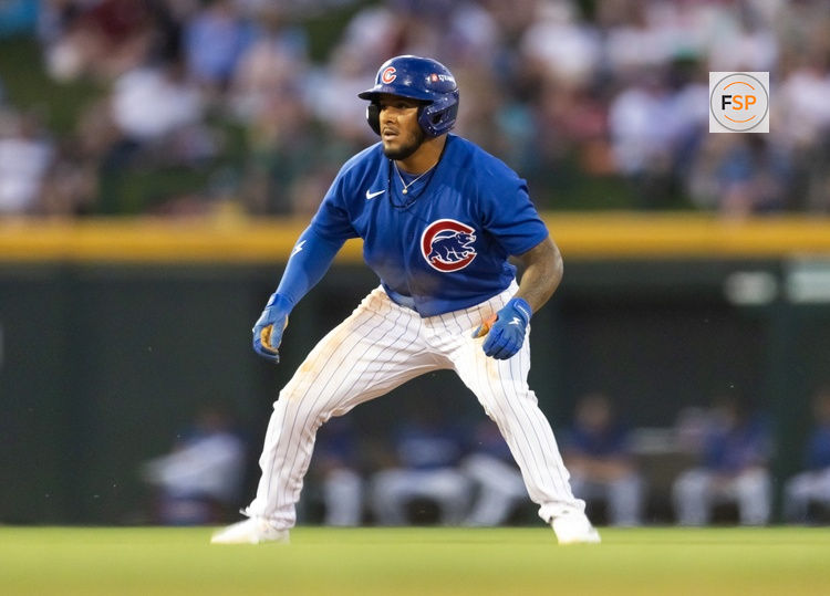 Mar 17, 2026; Mesa, Arizona, USA; Chicago Cubs third baseman Pedro Ramirez against the Los Angeles Angels during a spring training game at Sloan Park. Credit: Mark J. Rebilas-Imagn Images