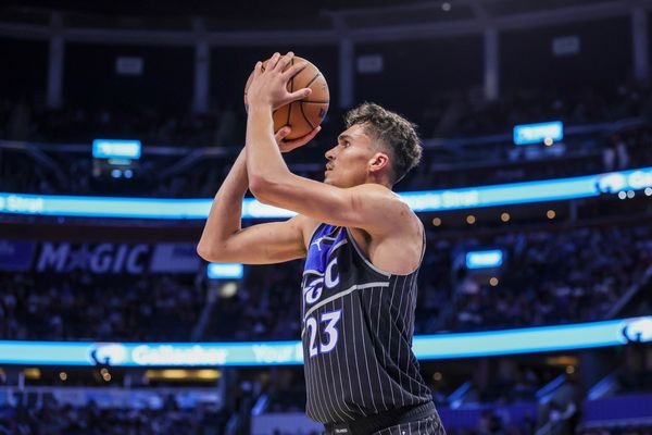 Mar 23, 2026; Orlando, Florida, USA; Orlando Magic forward Tristan da Silva (23) shoots a three point basket during the second quarter against the Indiana Pacers at Kia Center. Mandatory Credit: Mike Watters-Imagn Images