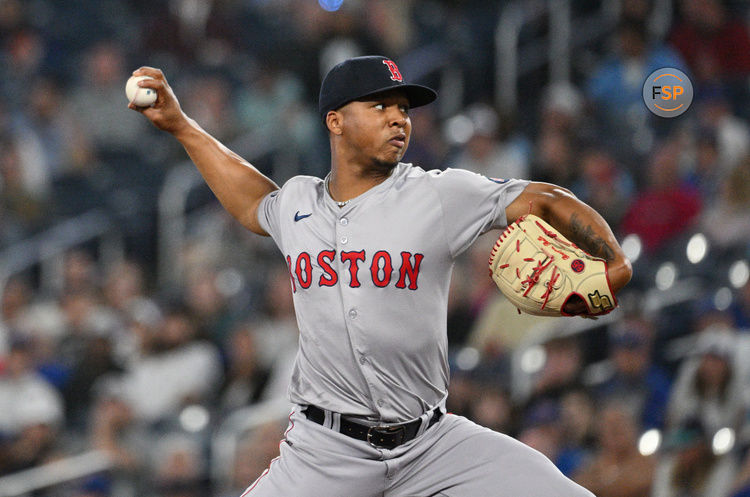 Sep 24, 2024; Toronto, Ontario, CAN; Boston Red Sox starting pitcher Brayan Bello (66) pitches against the Toronto Blue Jays in the first inning at Rogers Centre. Credit: Dan Hamilton-Imagn Images