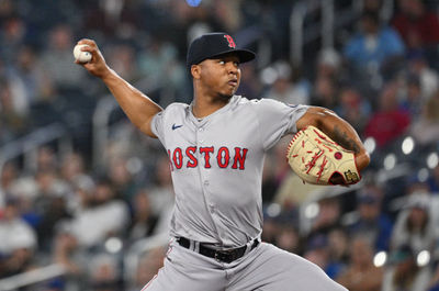 Sep 24, 2024; Toronto, Ontario, CAN; Boston Red Sox starting pitcher Brayan Bello (66) pitches against the Toronto Blue Jays in the first inning at Rogers Centre. Mandatory Credit: Dan Hamilton-Imagn Images
