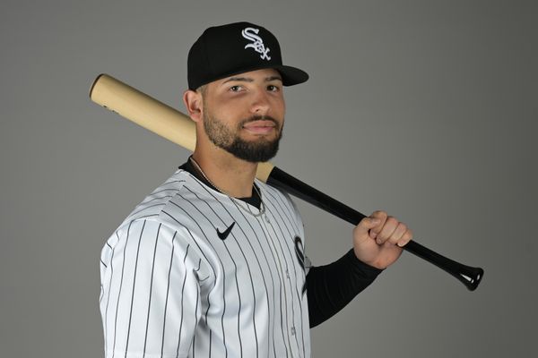 Feb 20, 2025; Glendale, AZ, USA;  Chicago White Sox catcher Edgar Quero (86) poses for a photo on media day at the team’s spring training facility in Glendale, AZ.  Mandatory Credit: Jayne Kamin-Oncea-Imagn Images