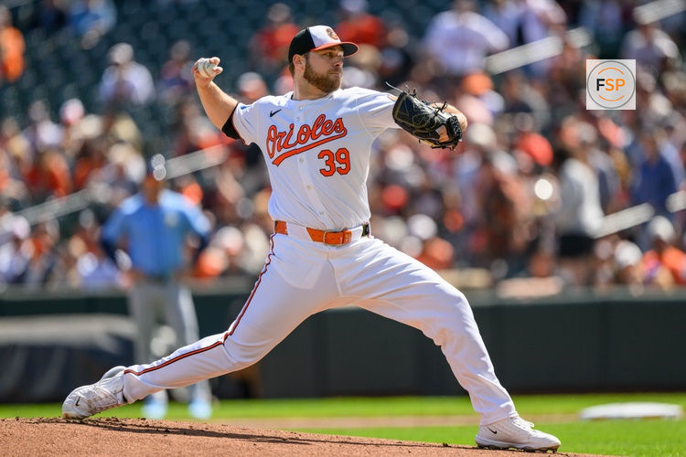 Sep 8, 2024; Baltimore, Maryland, USA; Baltimore Orioles pitcher Corbin Burnes (39) throws a pitch during the first inning against the Tampa Bay Rays at Oriole Park at Camden Yards. Credit: Reggie Hildred-Imagn Images