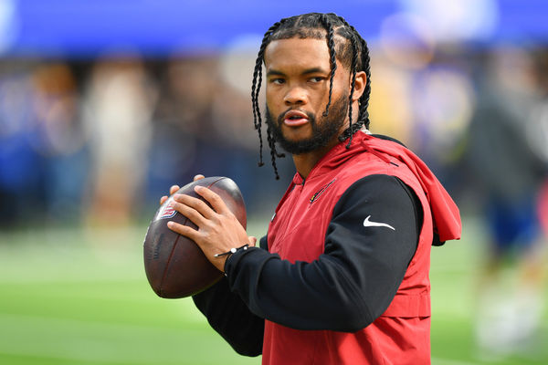 INGLEWOOD, CA - NOVEMBER 13: Injured Arizona Cardinals quarterback Kyler Murray (1) looks on before the NFL game between the Arizona Cardinals and the Los Angeles Rams on November 13, 2022, at SoFi Stadium in Inglewood, CA. (Photo by Brian Rothmuller/Icon Sportswire)