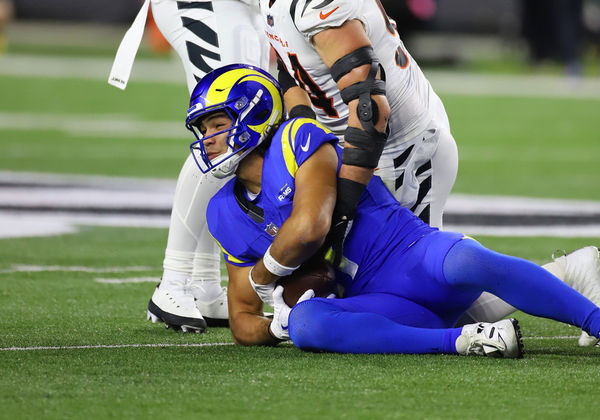 CINCINNATI, OH - SEPTEMBER 25: Los Angeles Rams wide receiver Puka Nacua (17) is tackled by Cincinnati Bengals defensive end Sam Hubbard (94) in a game between the Los Angeles Rams and the Cincinnati Bengals at Paycor Stadium on Monday, Sept. 25, 2023. (Photo by Jeff Moreland/Icon Sportswire)