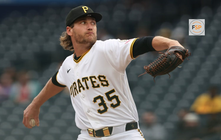 Apr 5, 2026; Pittsburgh, Pennsylvania, USA;  Pittsburgh Pirates starting pitcher Braxton Ashcraft (35) delivers a pitch against the Baltimore Orioles during the first inning at PNC Park. Credit: Charles LeClaire-Imagn Images