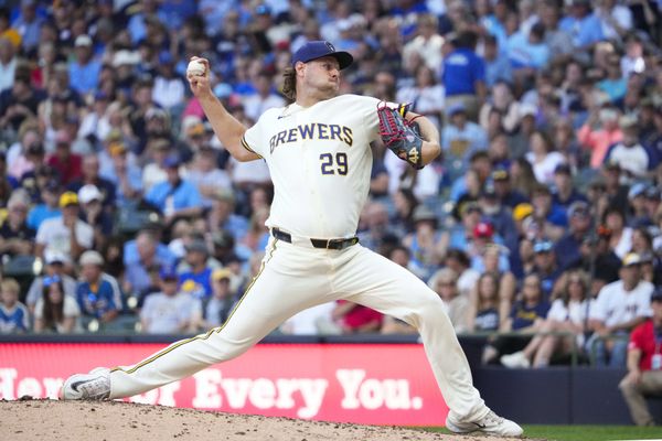 May 27, 2026; Milwaukee, Wisconsin, USA; Milwaukee Brewers pitcher Trevor Megill (29) delivers a pitch against the St. Louis Cardinals in the ninth inning at American Family Field. Final Milwaukee Brewers 2, St. Louis Cardinals 1. Mandatory Credit: Michael McLoone-Imagn Images
