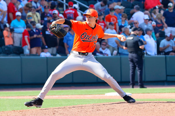 NORTH PORT, FL - MARCH 09: Orioles relief pitcher Cade Povich (76) delivers a pitch during the Saturday afternoon Spring Training baseball game between the Atlanta Braves and the Baltimore Orioles on March 9, 2024 at CoolToday Park in North Port, Florida. (Photo by David J. Griffin/Icon Sportswire)