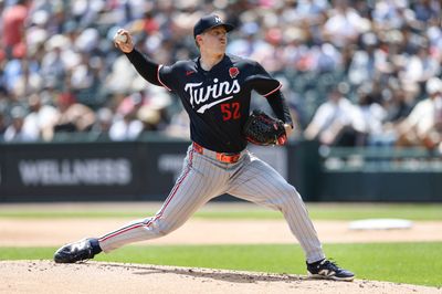 May 25, 2026; Chicago, Illinois, USA; Minnesota Twins starting pitcher Zebby Matthews (52) delivers a pitch against the Chicago White Sox during the first inning at Rate Field. Mandatory Credit: Kamil Krzaczynski-Imagn Images