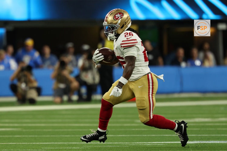 Aug 20, 2026; Inglewood, California, USA;  San Francisco 49ers running back Kaelon Black (26) runs with the ball during the first quarter against the Los Angeles Chargers at SoFi Stadium. Credit: Kiyoshi Mio-Imagn Images