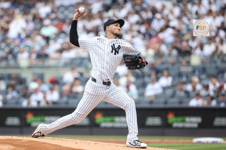 Jun 21, 2026; Bronx, New York, USA;  New York Yankees starting pitcher Elmer Rodriguez (71) pitches in the first inning against the Cincinnati Reds at Yankee Stadium. Credit: Wendell Cruz-Imagn Images