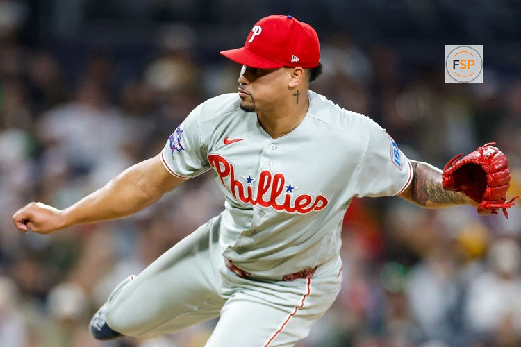May 26, 2026; San Diego, California, USA; Philadelphia Phillies relief pitcher Jhoan Duran (59) throws a pitch during the ninth inning against the San Diego Padres at Petco Park. Credit: David Frerker-Imagn Images