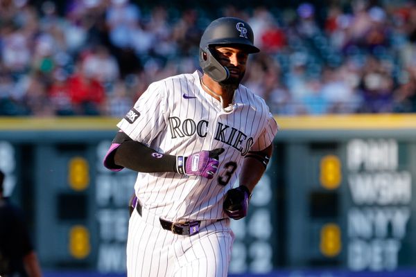 Jun 23, 2026; Denver, Colorado, USA; Colorado Rockies third baseman Willi Castro (3) rounds the bases on a solo home run in the second inning against the Boston Red Sox at Coors Field. Mandatory Credit: Isaiah J. Downing-Imagn Images